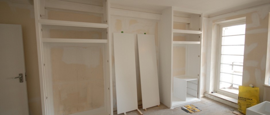 The cupboards have to be primed and undercoated - they then receive two top coats of eggshell