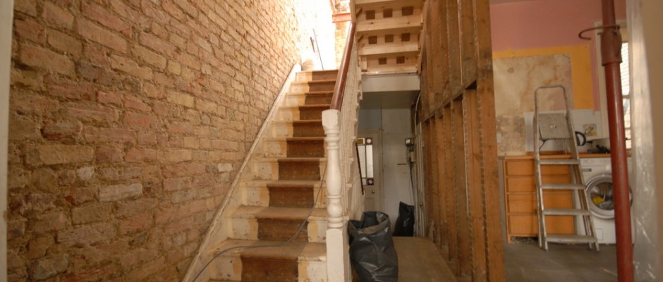 The top staircase up to the loft has just been fitted