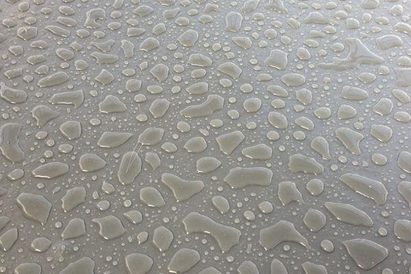 Rain droplets on the GRP roof