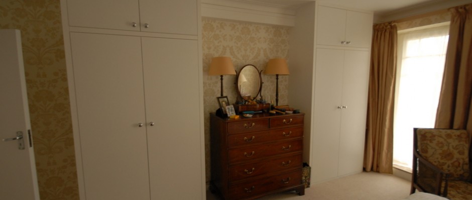 The completed MDF wardrobes in the master bedroom