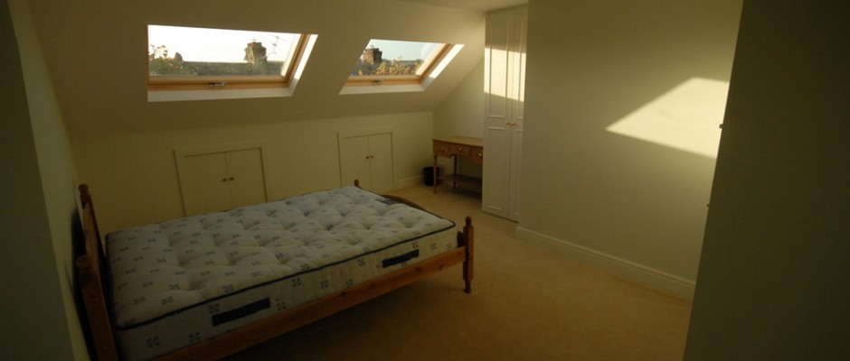 The finished loft bedroom
