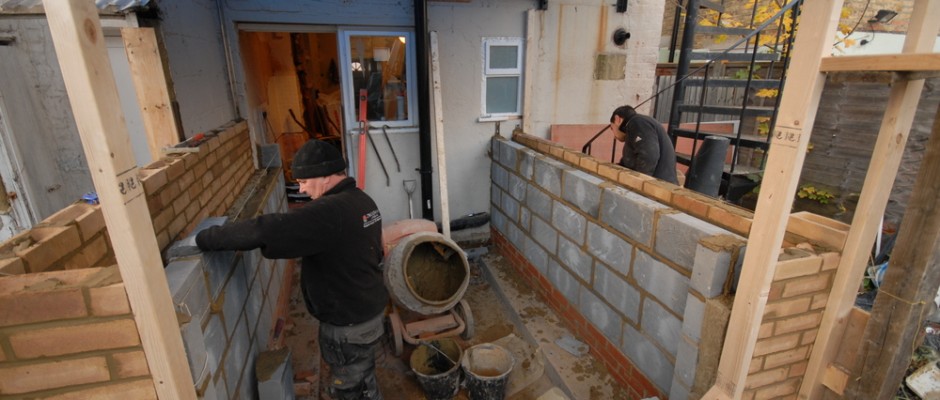 Building the walls (using 'new' bricks as opposed to reclaimed)