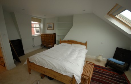 The front bedroom upstairs in the loft