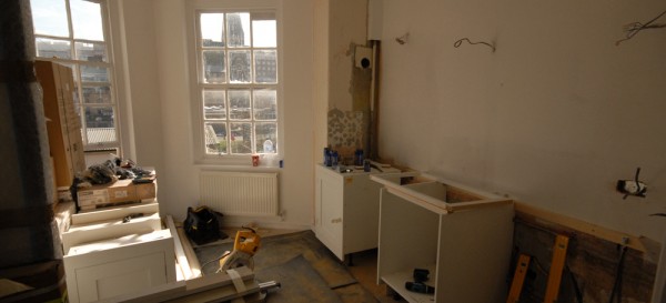 The Harvey Jones kitchen is being fitted - it will take about a week