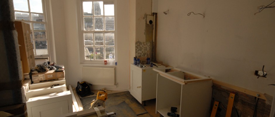 The Harvey Jones kitchen is being fitted - it will take about a week