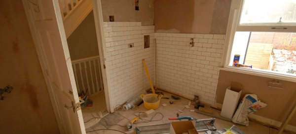 Tiling the walk in shower area