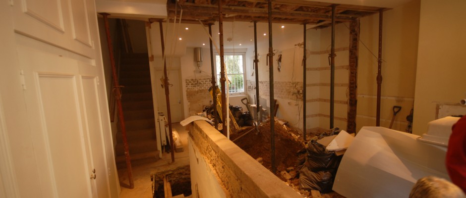 The side wall and built in cupboards will be removed to create an open plan kitchen in Shepherds Bush