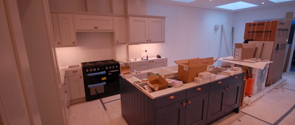 Kitchen is ready for the worktop and painting is in progress