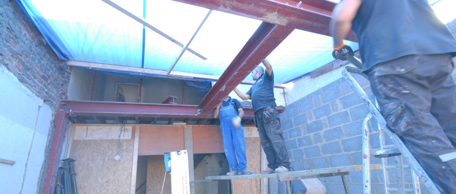 Installing the steels, ready to start building the new bedroom above