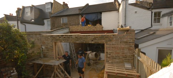 Building up the walls has started on the new first floor for the rear bedroom above